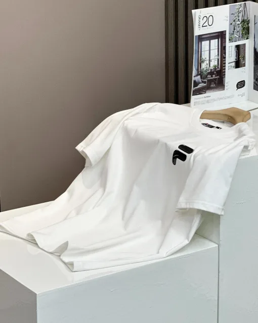 Premium Qualität Fila Kurzarm Schwarz Baumwolle Druck Luxus