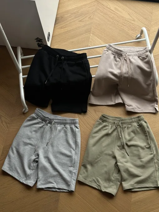 Premium Ami Shorts Schwarz Baumwolle Bestickt Luxus