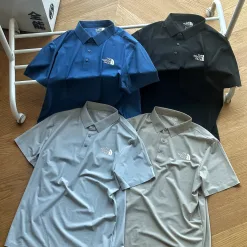 Luxus The North Face Kurzarmhemden Schwarze Seide Casual Style