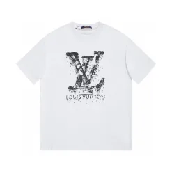 Hochwertiges Louis Vuitton Kurzarmhemd im schwarzen Logo-Stil