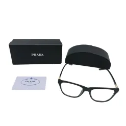 Hochwertige Prada-Brille im schwarzen Logo-Stil