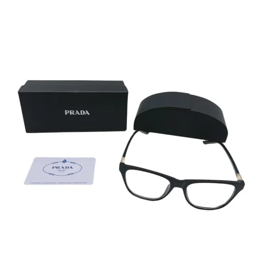 Hochwertige Prada-Brille im schwarzen Logo-Stil