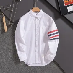 Premium Qualität Thom Browne Langarm Rot Baumwolle Gestreift Luxus