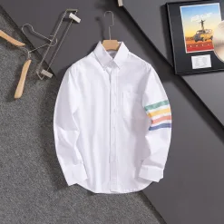 Luxus Thom Browne Hemd Grau Streifen Kollektion