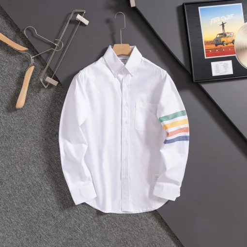 Luxus Thom Browne Hemd Grau Streifen Kollektion