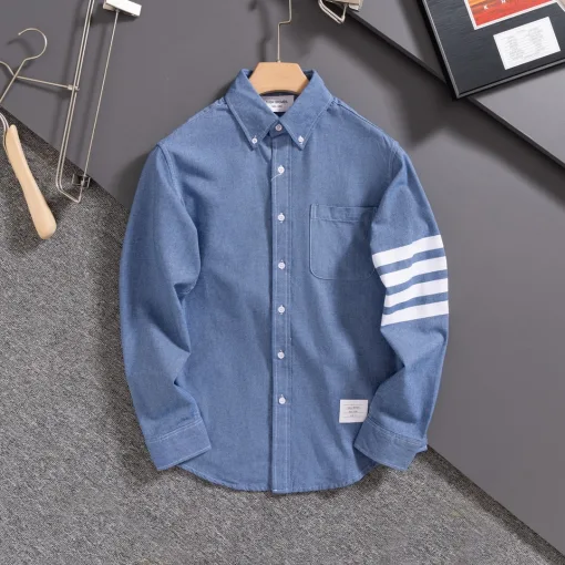 Luxus Thom Browne Hemd Blue Denim Casual Luxury