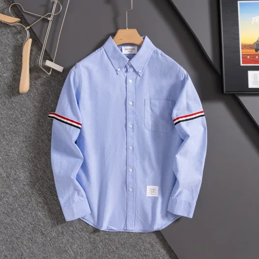 Premium Thom Browne Langarm Schwarz Baumwolle Klassischer Stil