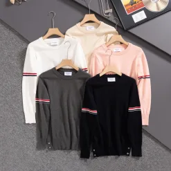 Premium Thom Browne Pullover Weiß Klassisch Luxus