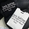Hochwertiges Louis Vuitton Langarmshirt Schwarzes Leder Logo Luxus