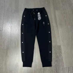 Premium Chrome Hearts Hose aus schwarzem Leder mit Stickerei
