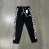 Luxus-Hose aus schwarzem Leder von Dior mit Stickereien