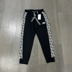 Luxus-Hose aus schwarzem Leder von Dior mit Stickereien