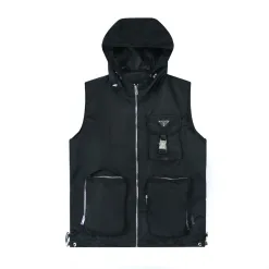Bestseller Prada Ärmelloses schwarzes Nylon Solid Kollektion