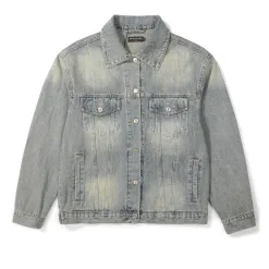 Luxus Balenciaga Mäntel Blue Denim Strass Stil