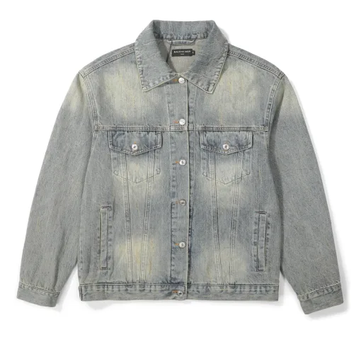 Luxus Balenciaga Mäntel Blue Denim Strass Stil