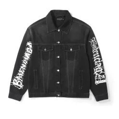 Luxus Balenciaga Jacke Schwarz Denim Atmungsaktiver Stil