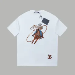 Hochwertiger Louis Vuitton-Stil mit kurzen Ärmeln und Stickerei