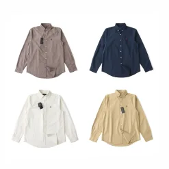 Premium Ralph Lauren Langarmshirt aus gewaschener Baumwolle in Marineblau