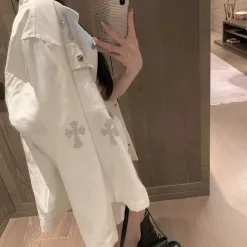 Premium Chrome Hearts Shirt Weiß Strass Kollektion