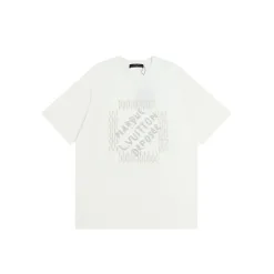 Premium Qualität Louis Vuitton Kurzarm Baumwolle Bestickt Luxus