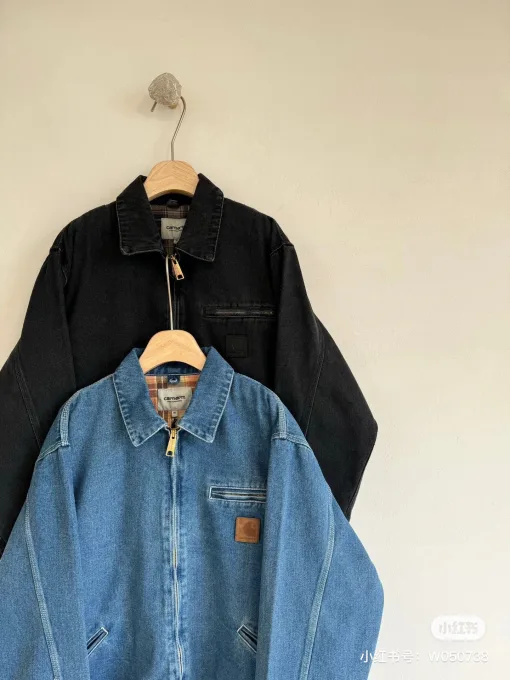 Luxus Carhartt Mantel Schwarz Leder Washed Luxury