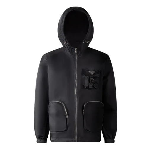 Premium Prada Mantel Schwarz Nylon Solid Style