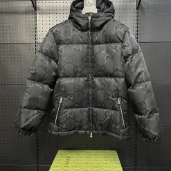Premium Gucci Daunenjacken Silber Nylon Jacquard Kollektion
