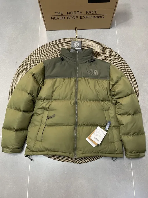 Premium Qualität The North Face Daunenjacken Grün Patchwork Luxus