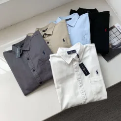Luxus Ralph Lauren Hemd Schwarze Baumwolle Logo Kollektion