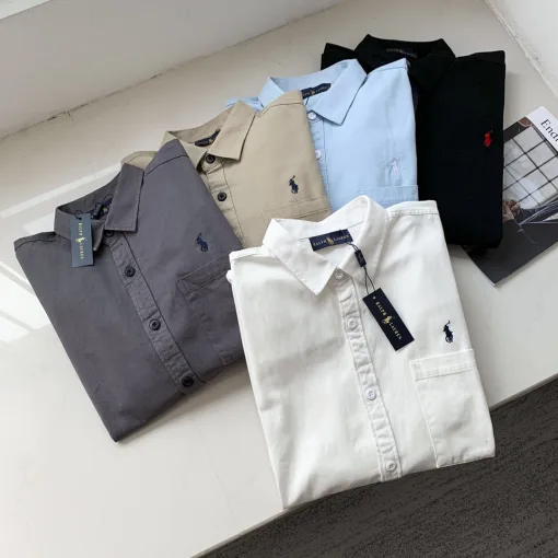 Luxus Ralph Lauren Hemd Schwarze Baumwolle Logo Kollektion