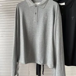 Premium Qualität Ami Langarmshirt aus schwarzer Baumwolle mit Logo-Kollektion