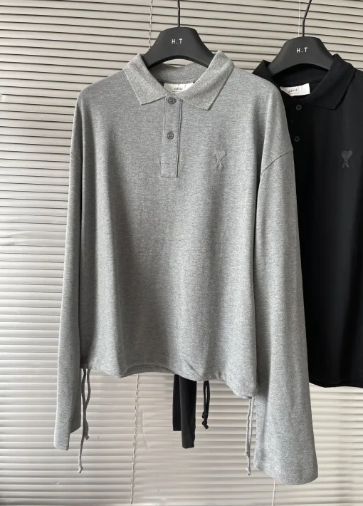 Premium Qualität Ami Langarmshirt aus schwarzer Baumwolle mit Logo-Kollektion