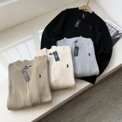 Hochwertige Ralph Lauren Langarm Schwarz Classic Luxury