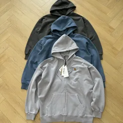 Luxus-Jacken von Carhartt, grau, Baumwolle, gewaschen, Luxus