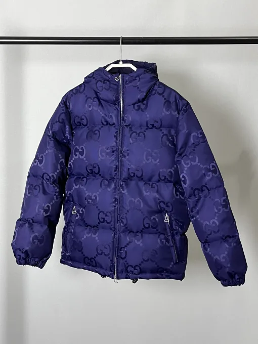 Premium Gucci Daunenjacken Grau Nylon Logo Kollektion