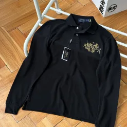 Bestseller Ralph Lauren Poloshirt aus schwarzer Baumwolle mit Stickerei
