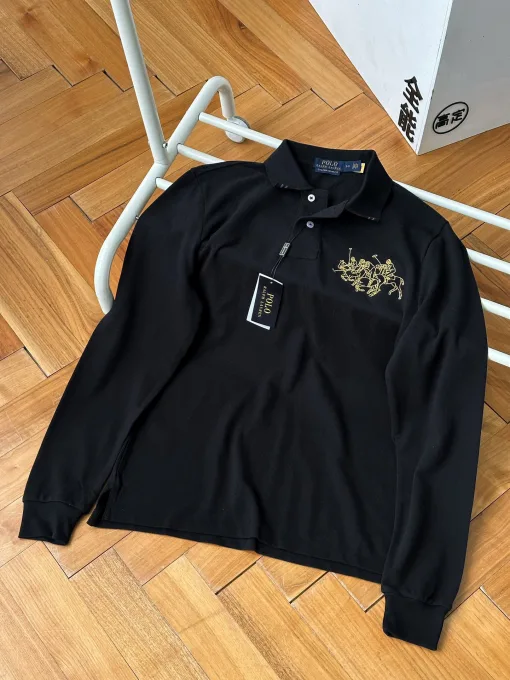 Bestseller Ralph Lauren Poloshirt aus schwarzer Baumwolle mit Stickerei