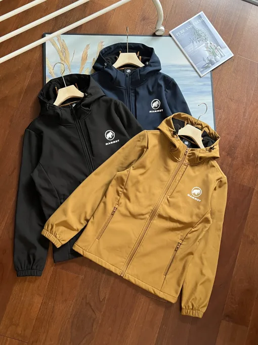 Luxus Mammut Mantel Schwarz Fleece Atmungsaktiv Style