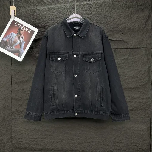 Premium Balenciaga Jacken Schwarz Denim Washed Style