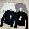 Bestseller Lululemon Langarm Schwarz Strick Eleganter Stil