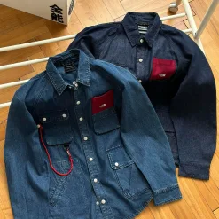 Hochwertige The North Face Shirts Blue Denim Bestickt Luxus