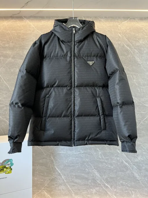 Bestseller Prada Mantel Weiß Nylon Jacquard Stil