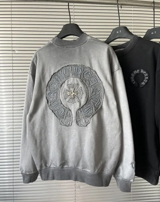 Luxus Chrome Hearts Hoodie Schwarz Distressed Luxus