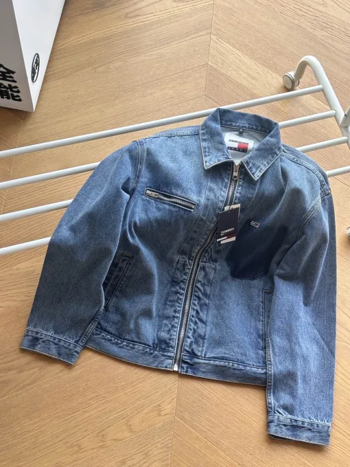 Luxus-Mantel von Tommy Jeans aus Denim, lässig, luxuriös