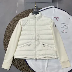 Premium Moncler Jacken Schwarz Wolle Patchwork Stil