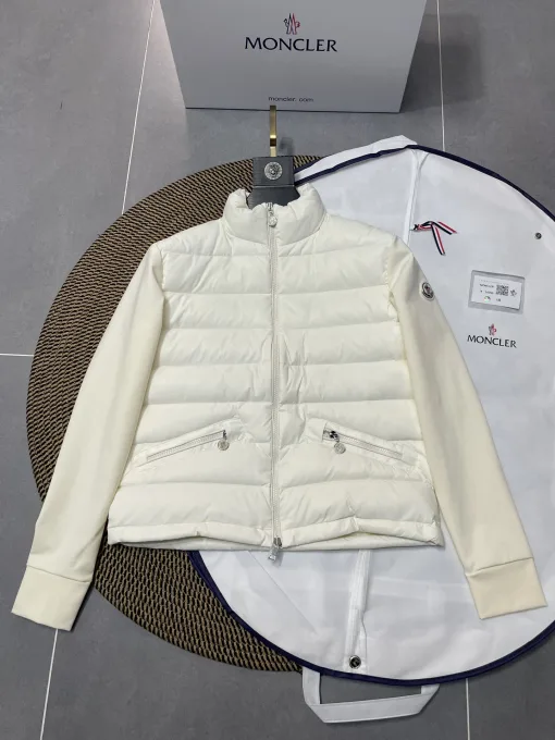 Premium Moncler Jacken Schwarz Wolle Patchwork Stil