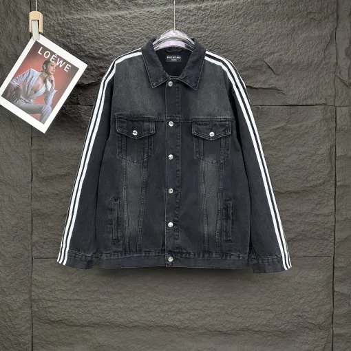 Luxus Balenciaga Jacken Schwarz Denim Streifen Luxus