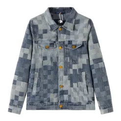Hochwertige Louis Vuitton Jacken im gelben Denim-Camouflage-Stil