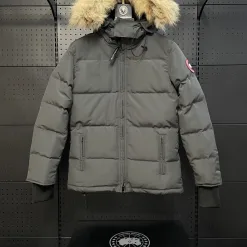 Premium Canada Goose Daunenjacke Grau Polyester Stickerei Luxus