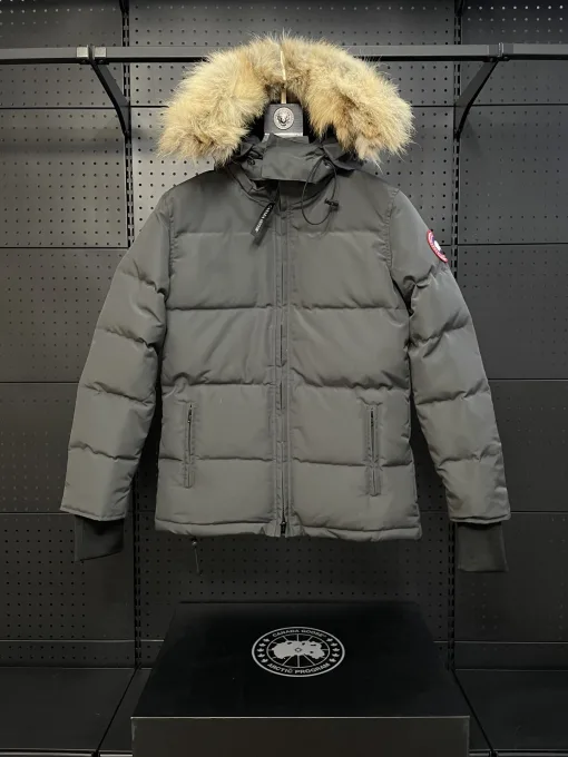 Premium Canada Goose Daunenjacke Grau Polyester Stickerei Luxus